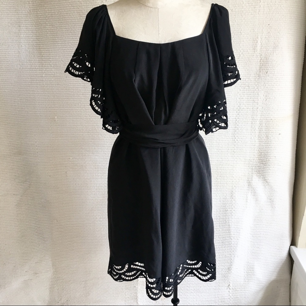 Shoshanna Butterfly Short Sleeve Silk Shift Dress
